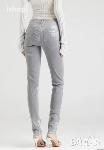 Дънки С Блестящ Ефект Сив/Сребрист, снимка 2 - Дънки - 49971036