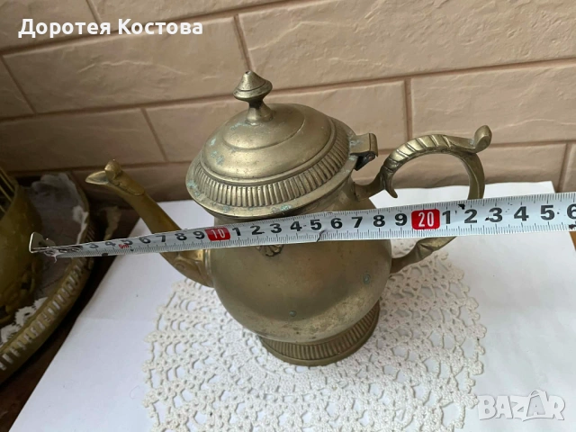 Красив месингов чайник от Англия, снимка 3 - Антикварни и старинни предмети - 53389479