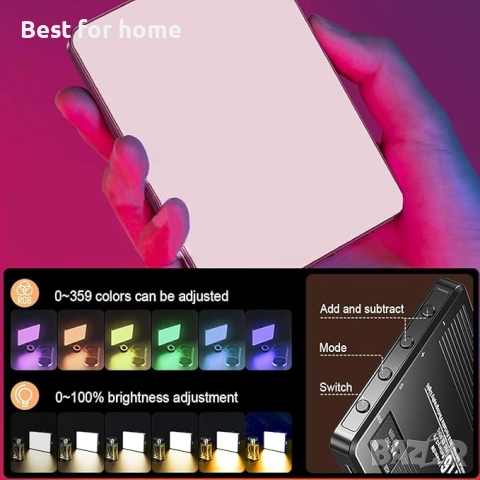 Преносими светлини за камера "Desiontal" M16 RGB,3000-9900K,1500mAh, снимка 2 - Друга електроника - 52830720