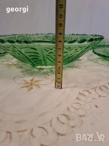 стъклена купа с чинийки за торта зелено стъкло 26/3, снимка 5 - Аксесоари за кухня - 50693549