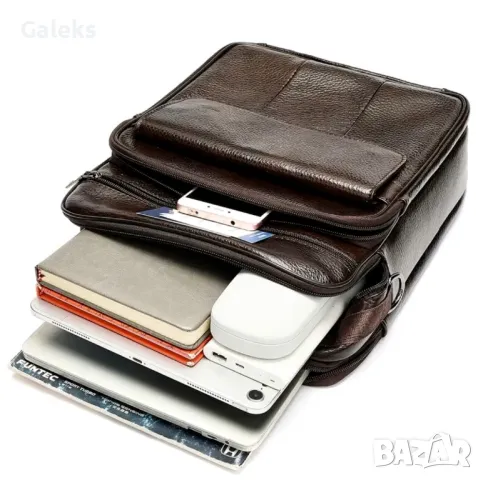 Много Голяма и Функционална Мъжка кожена чанта / Черна естествена кожа!, снимка 8 - Чанти - 50303102