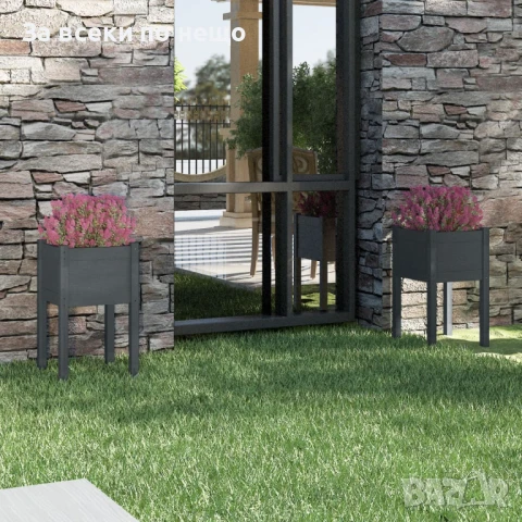 Градински сандъци, 2 бр, сиви, 40x40x70 см, бор масив Код P963, снимка 6 - Други - 51152642