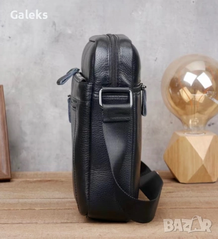 Мъжка функционална и елегантна кожена чанта Montreal /Черна естест. кожа!, снимка 5 - Чанти - 53964781
