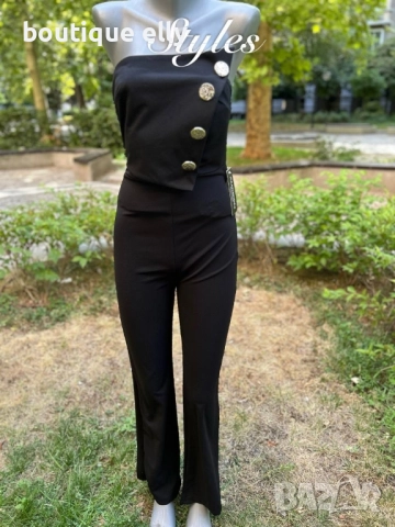 елегантен дамски гащеризон в черно и бяло, снимка 8 - Гащеризони - 52135257