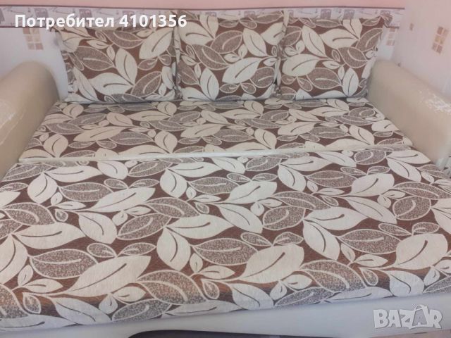 Продавам разтегателен диван кафяво и кремаво, снимка 4 - Дивани и мека мебел - 46129573