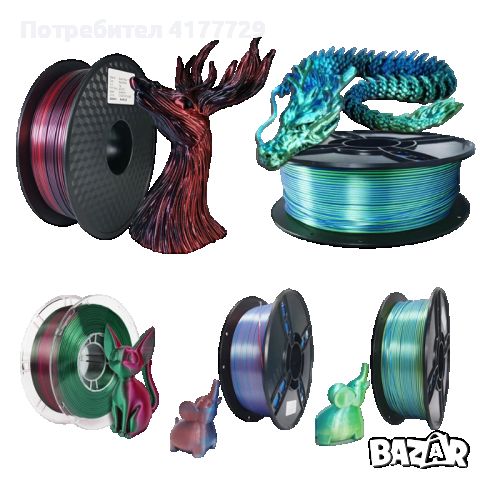 *НОВО* 3Цветен ПЛА Силк Филамент / Tricolor Silk PLA Filament FDM, снимка 4 - Друга електроника - 46710020