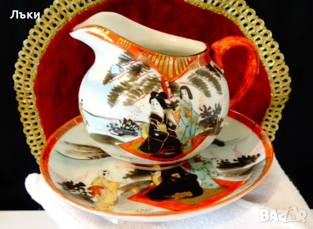 Чиния японски порцелан Kutani,злато. , снимка 3 - Антикварни и старинни предмети - 51230451