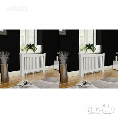 vidaXL Паравани за радиатори, 2 бр, бели, MDF, 112 см (SKU:276003), снимка 2 - Радиатори - 49510639