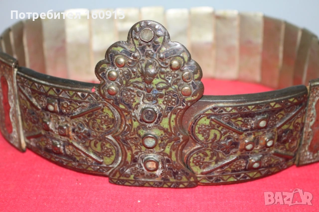 Възрожденски сребърен Дедеагач колан пафта накит за носия.