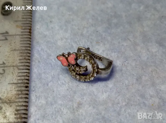 ФИГУРАЛНА АНГЛИЙСКА ЕМАЙЛИРАНА СКЪПОЦЕННА СРЕБЪРНА ОБЕЦА ПЕПЕРУДКА СРЕБРО S925  РЪЧНА РАБОТА 47543