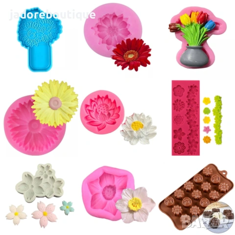 Силиконов молд Цветя различни видове калъпи Нарцис Лалета Маргаритки Гербер и други