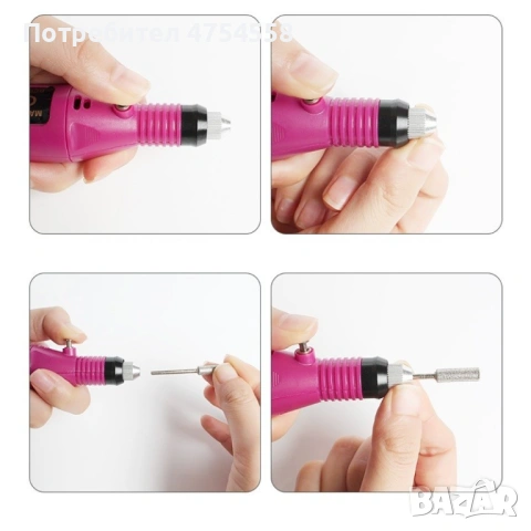 Многофункционална електрическа пила за маникюр и педикюр с 6 накрайника , снимка 2 - Продукти за маникюр - 53701408