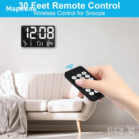 Цифров будилник с температура, автоматично затъмняване, 11,5" голям дисплей, снимка 2 - Други стоки за дома - 54039201