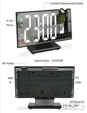 Дигитален настолен проектиращ часовник, снимка 8 - Други стоки за дома - 46530594