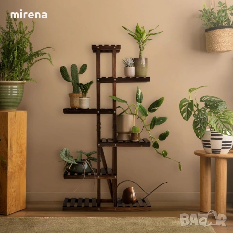 Дървена рафт за цветя кафяво 6 нива, за цветя, Поставка за саксии н138, снимка 7 - Градински цветя и растения - 53801213