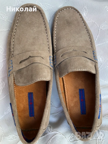 Мъжки мокасини Titto Bluni, естествен велур, размер 43, много леки, италиански, бежови, чисто нови, снимка 5 - Мокасини - 53849061