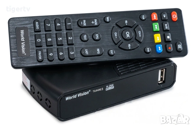 Декодер за цифрова телевизия и кабелна World Vision T644M3, гаранция