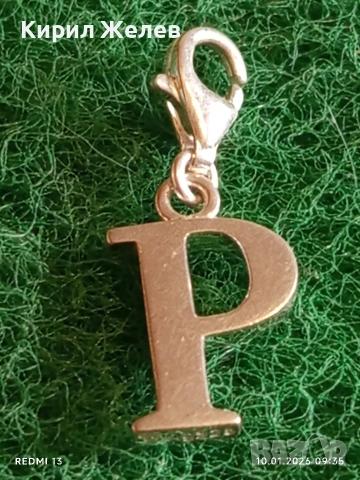 Сребърен медальон буква "Р" много красив стилен дизайн ювелирна изработка 52591, снимка 3 - Колиета, медальони, синджири - 53051078