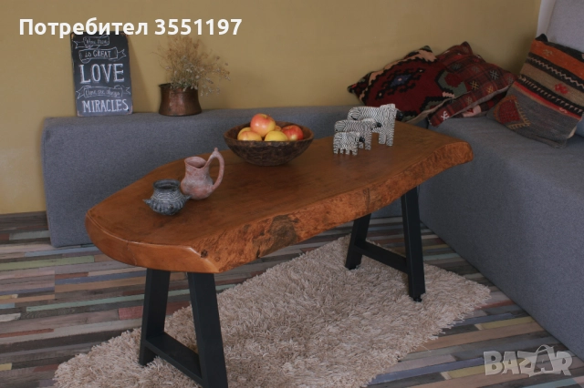 Холна маса от масивен плот с жив ръб, снимка 4 - Маси - 52188909