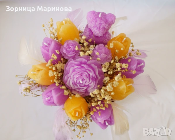 Ароматни букети от свещи, ръчна изработка , снимка 7 - Декорация за дома - 50538090