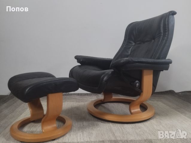 Винтидж Ekornes Stressless Royal Black релакс кресло, снимка 11 - Дивани и мека мебел - 46197066