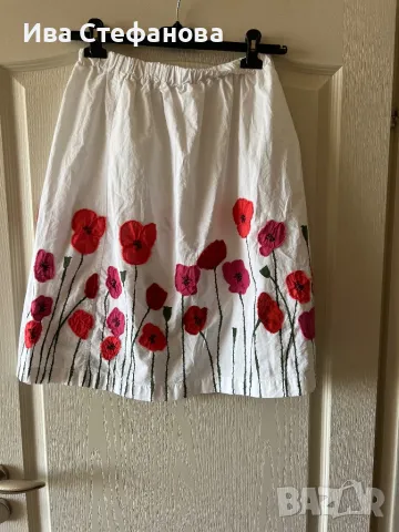 Wow нова елегантна бяла романтична 100 % памук памучна пола 3 D 3 Д макове 