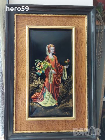 Прекрасна емайлова картина на Лимож (Limoge) перлен емайл, снимка 16 - Картини - 45794021