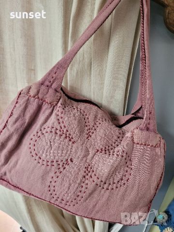 красива бохо чанта  с бродерии в бордо цвят, снимка 5 - Чанти - 45714742