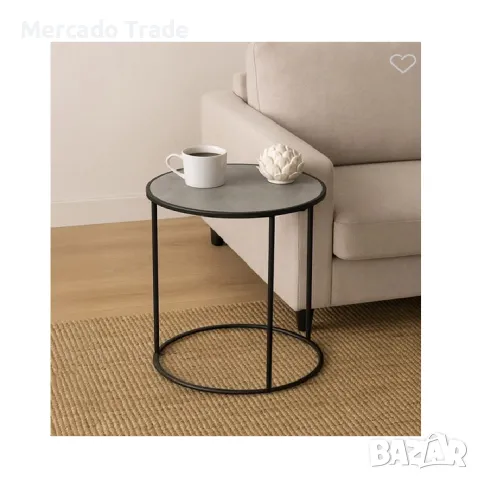 Декоративна масичка Mercado Trade, Кръгла, Помощна, Черна