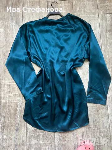 Victoria's Secret  луксозно кимано домашна роба халат тюркоазено зелен цвят 100 % коприна копринена, снимка 2 - Бельо - 50151173