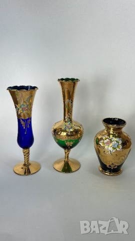 Кристални вази Bohemia с позлата, снимка 1 - Вази - 46441364