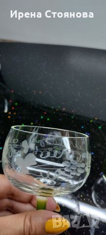 2 кристални чаши за вино с гравюра лозов лист и леко оребрение. 170 мл, снимка 10 - Чаши - 46459919