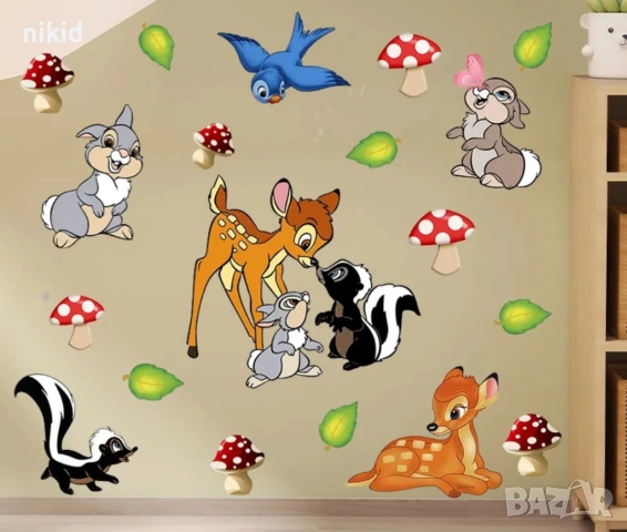 Бамби Тропчо самозалепващи стикери стикер за детска стая стена мебел декор самозалепващ, снимка 2 - Други - 54016053