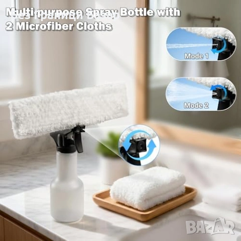 Нова Електрическа чистачка за прозорци 2000 Pa с 2 микрофибърни кърпи, снимка 6 - Други стоки за дома - 53876602