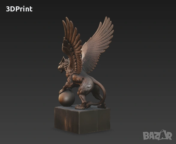 Грифон пазител със сфера – 3D принтирана декоративна статуетка, снимка 3 - Статуетки - 53914686