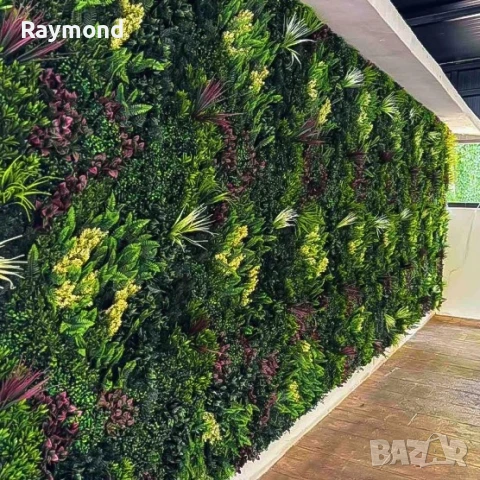 Декоративен Панел 1м² kw2735 – Изкуствена Зеленина с Папрат и Фаларис, UV Защита, снимка 4 - Декорация за дома - 51206199