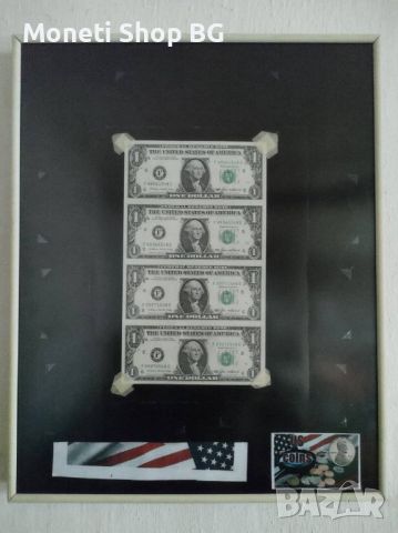 Уникално пано от 4бр. банкноти 1 долара , снимка 1 - Нумизматика и бонистика - 46475243