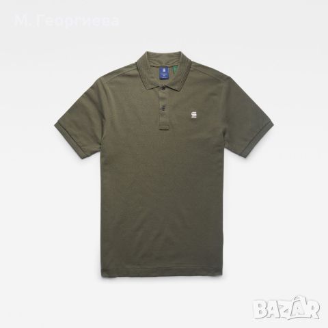 ОРИГИНАЛНА! Мъжка тениска с яка G-Star RAW във войнишко зелено, зелена, снимка 1 - Тениски - 45698201