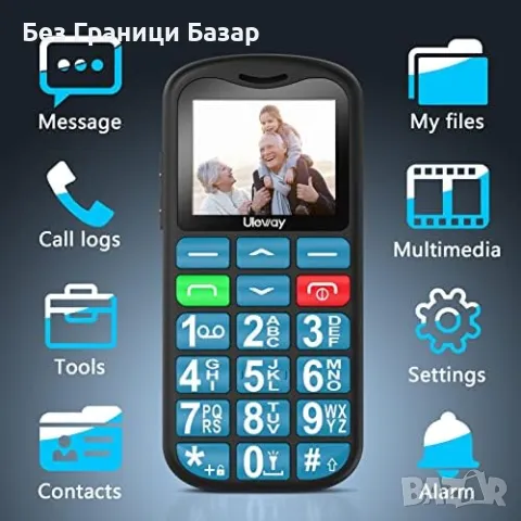 Нов Uleway телефон с големи бутони радио SOS – за възрастни, отключен, снимка 2 - Телефони с две сим карти - 49656571