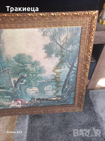 ГОЛЯМА СТАРА КАРТИНА  НА ПЛАТНО ВОДЕНИЦАТА НА БУШЕ, снимка 7 - Антикварни и старинни предмети - 53138331