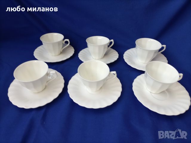 Чашки и чинийки за кафе, костен порцелан 5 на 5 бр