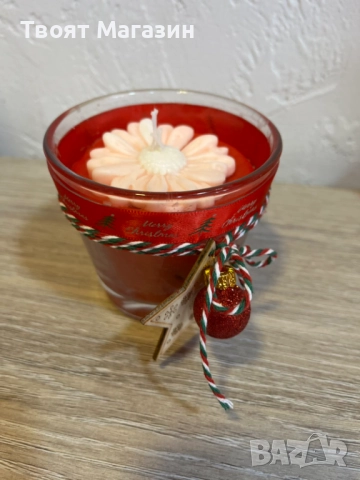Коледна свещ в стъклена чаша – Изискана декорация за празника, снимка 5 - Коледни подаръци - 52681257