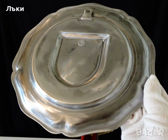 Калаена чиния за снимка и гравиране,калаена сватба. , снимка 2 - Антикварни и старинни предмети - 53772792