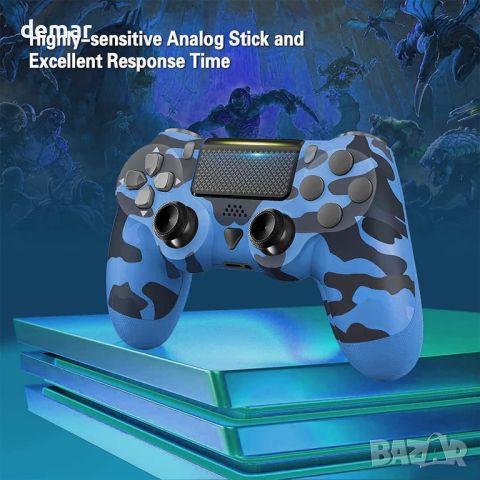 Безжичен контролер за PS4,РС, Camo Blue, Страхотен заместител на P-4 Controller Pad, снимка 2 - Аксесоари - 45422724