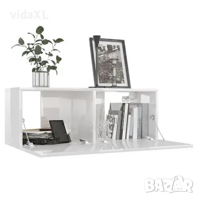 vidaXL ТВ шкаф, бял гланц, 80x30x30 см, инженерно дърво(SKU:801478), снимка 3 - Шкафове - 48648236