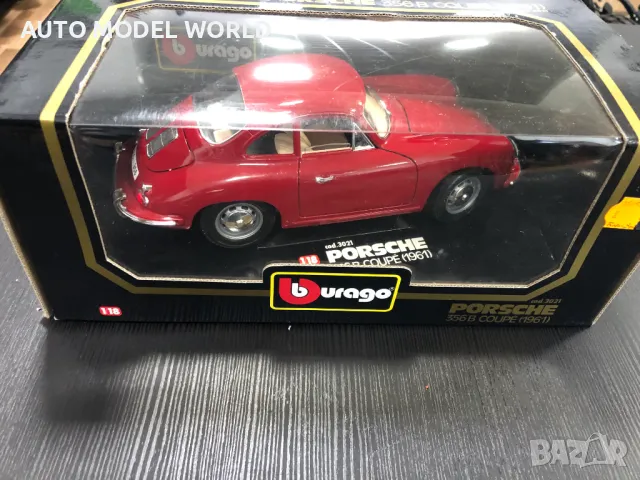 BBURAGO метална колекционерска количка PORSCHE 356B COUPE 1961г. 1:18, снимка 9 - Колекции - 47163166