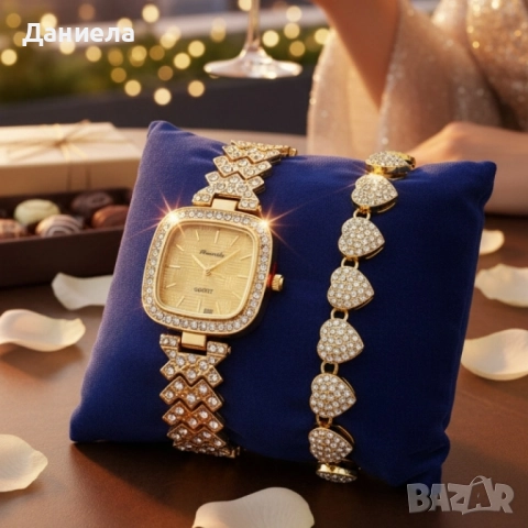 Елегантен дамски часовник с гривна – решение за подарък и ежедневен блясък, снимка 5 - Дамски - 51930358