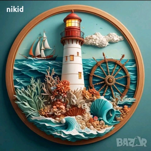 Морска кула морски фар море кръгъл силиконов молд форма фондан гипс декор, снимка 2 - Форми - 50898965