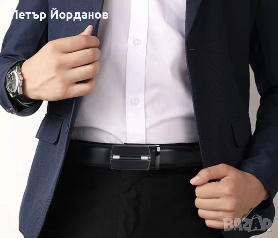 Мъжки кожени колани с автоматична катарама – комплект 2 броя, снимка 6 - Колани - 54080402