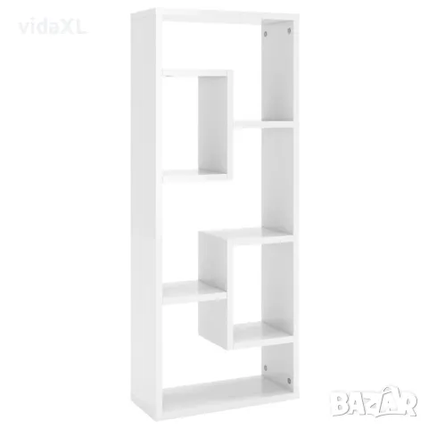 vidaXL Стенен рафт, бял гланц, 36x16x90 см, ПДЧ（SKU:803017）, снимка 1 - Други - 48514581